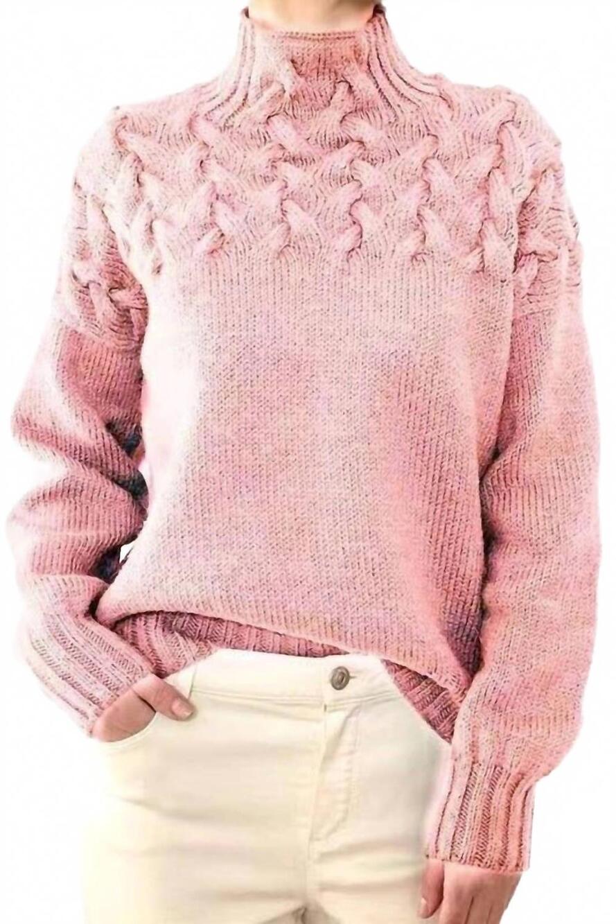 NEW MISS SPARKLING mock neck knit sweater in light pink
